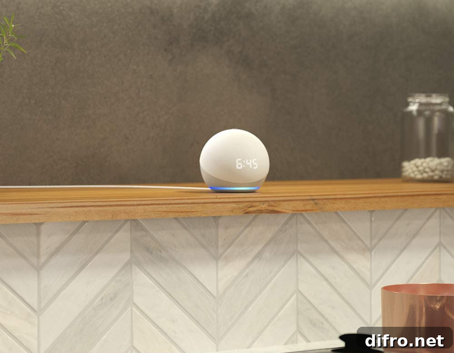 Amazon LED Echo Dot in glacier white