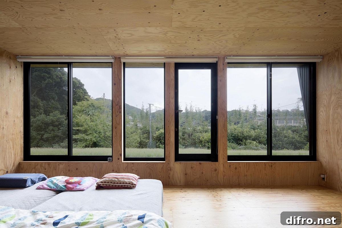 Upper level bedroom of the adaptable Japanese home