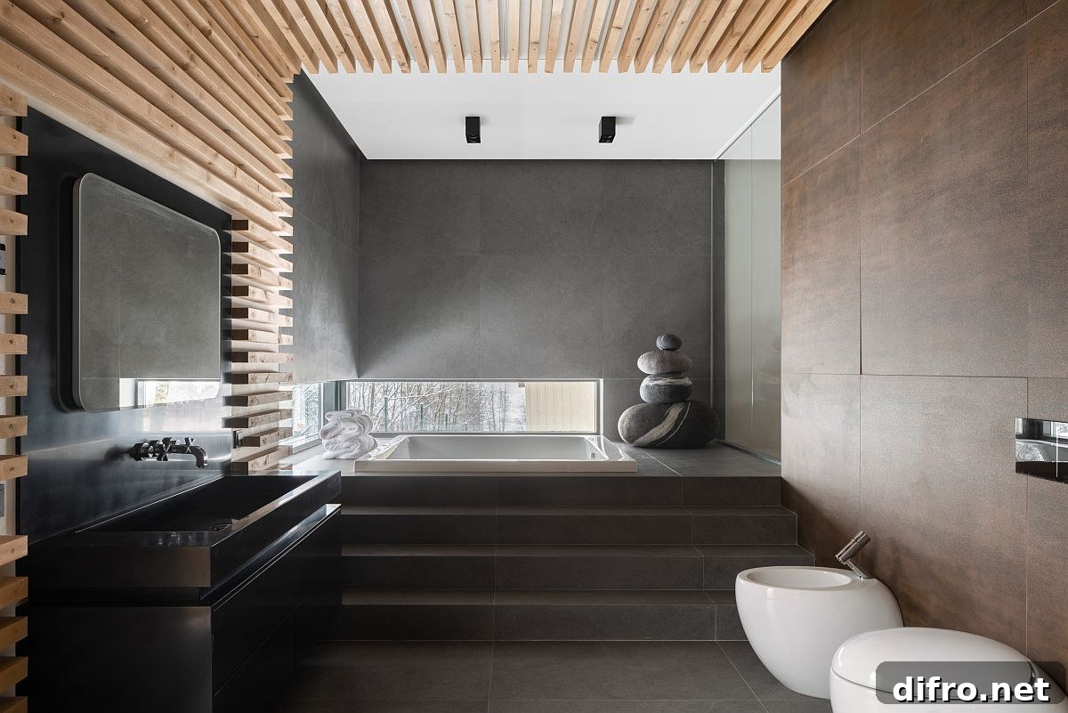 Creating space for a soaking tub in a spa-styled bathroom