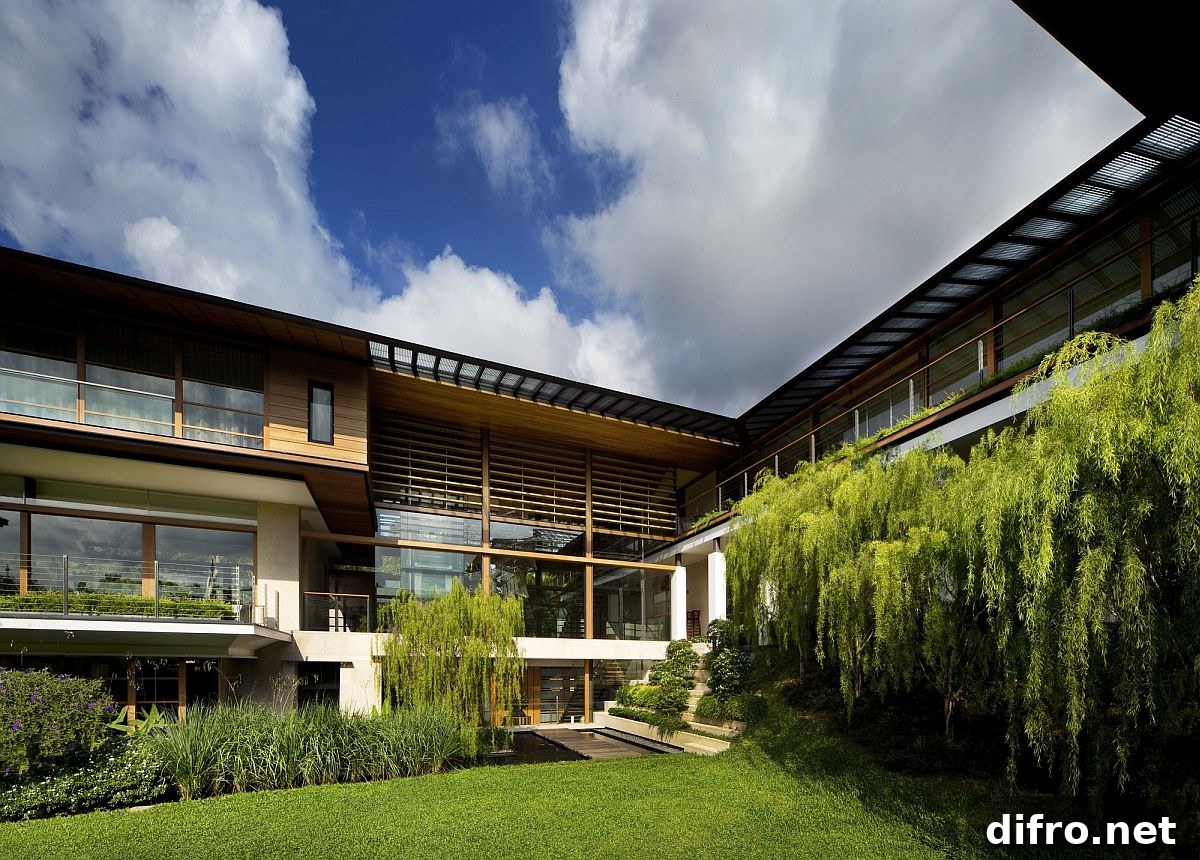 Exterior view showing abundant greenery around Tembusu House