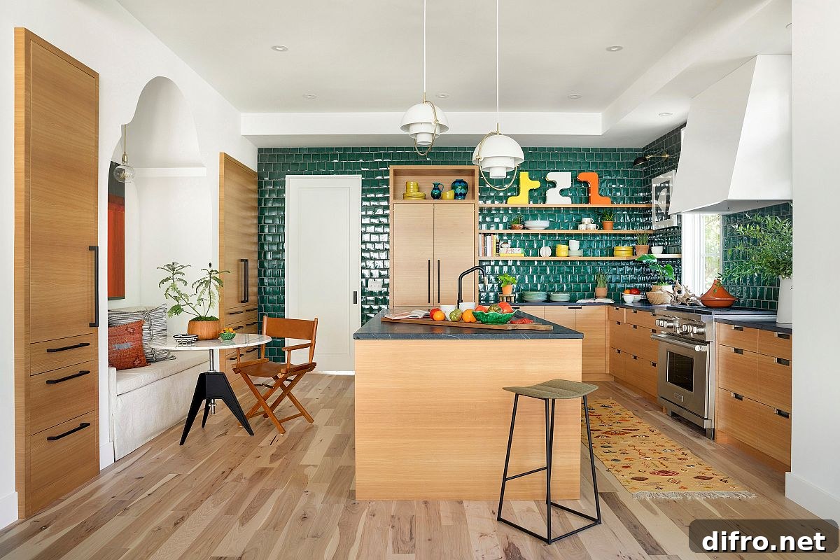 Natural stone countertop coupled with a wooden island base