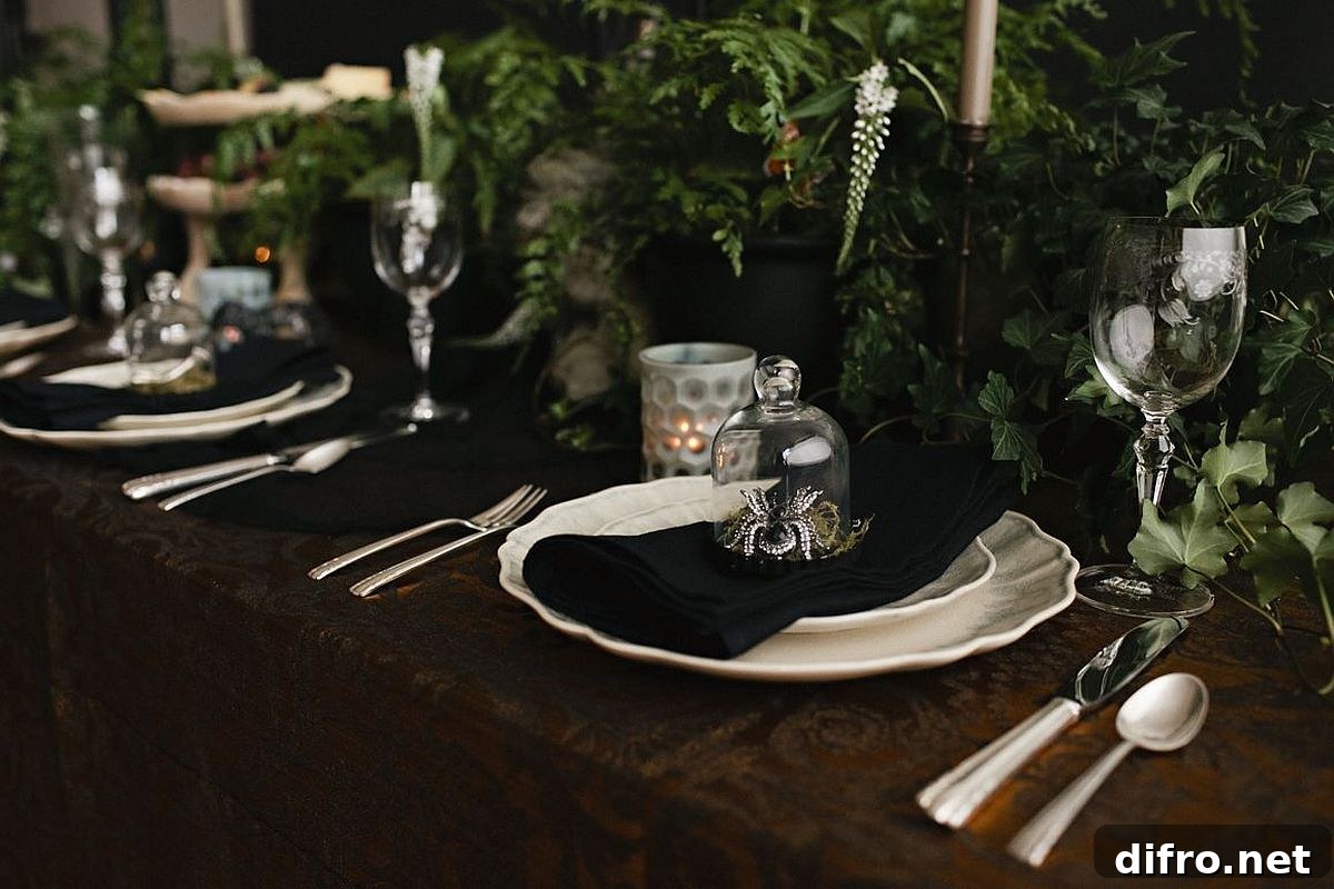 Picture-perfect dark Halloween tablescape