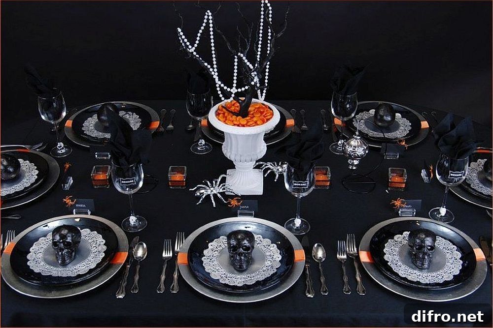 Black and orange table setting