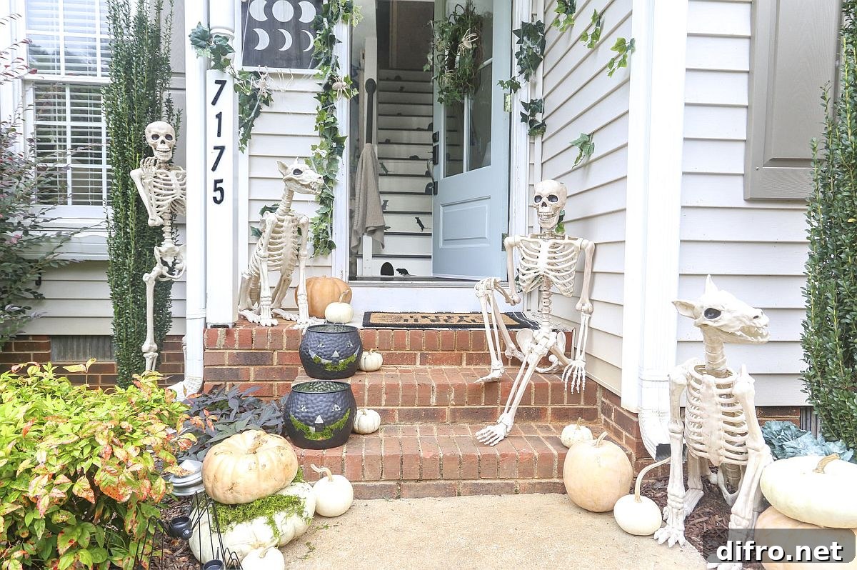 Porch decorated with bones and props