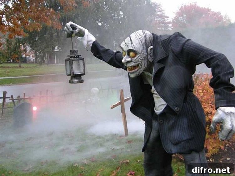 Scary porch display to deter approach