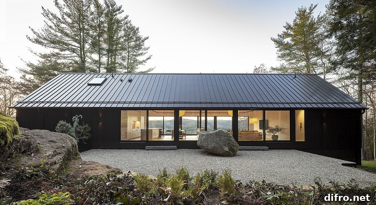 Exterior view of Ledge House inspired by classic barns