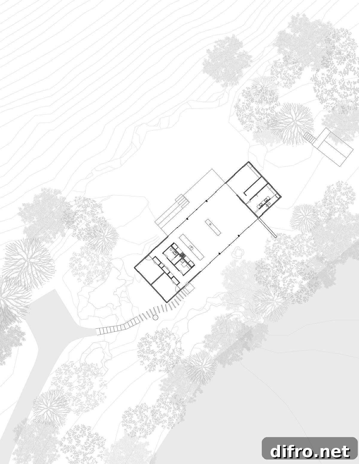 Design plan drawing of the Ledge House