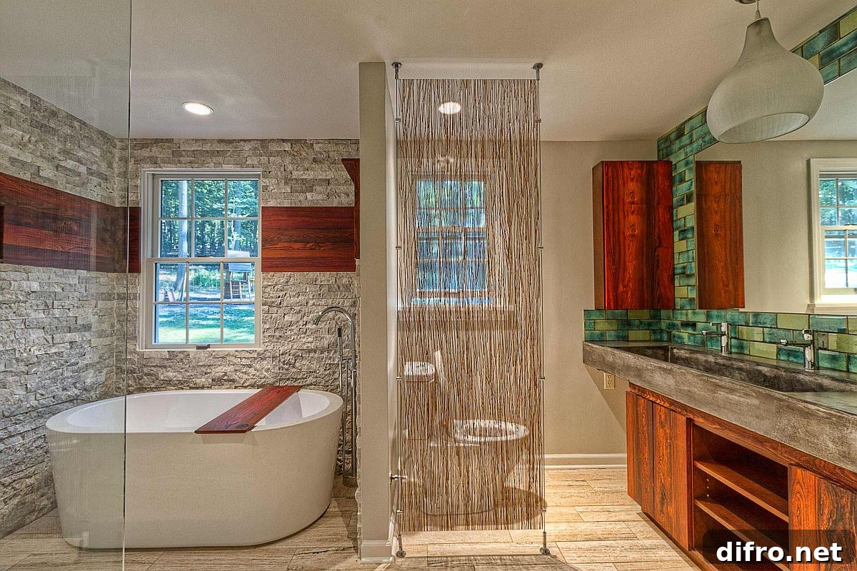 Balance of trendy and timeless features in a modern bathroom