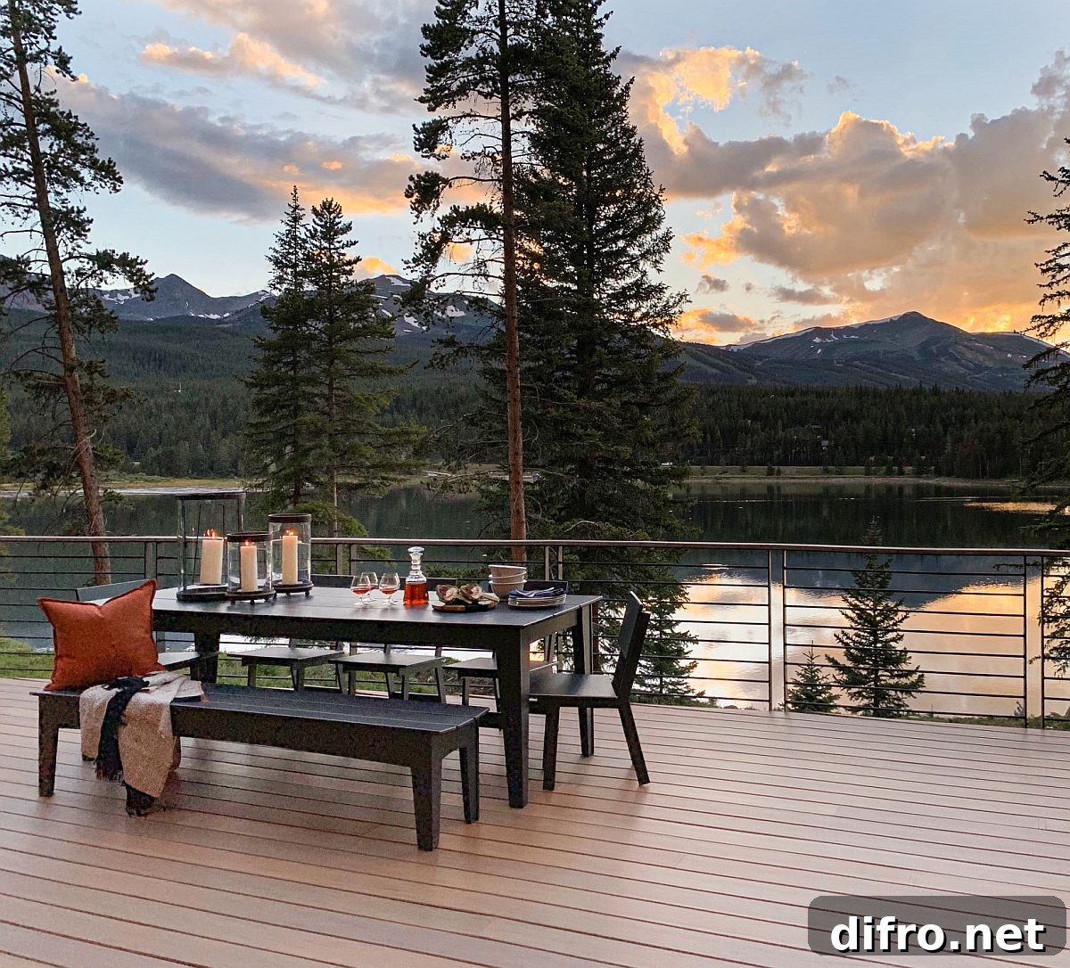 Lakeside deck with a sweeping view