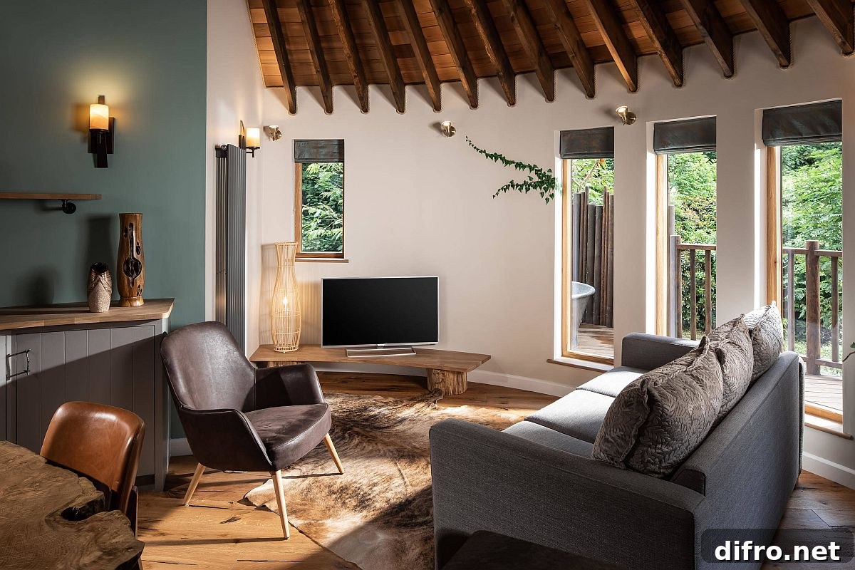 Finding space in the small rustic living room with smart arrangement of décor