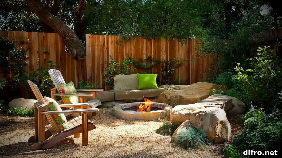 Modern rustic fireplace with wooden benches and seating