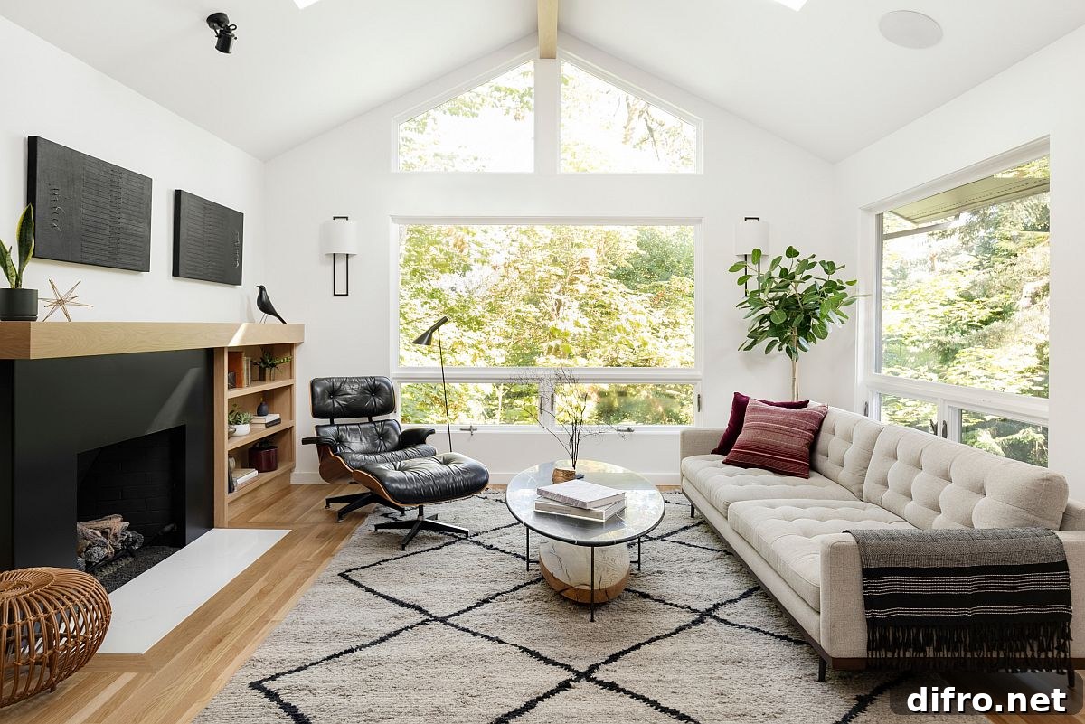 Eames lounger in a bright modern living room