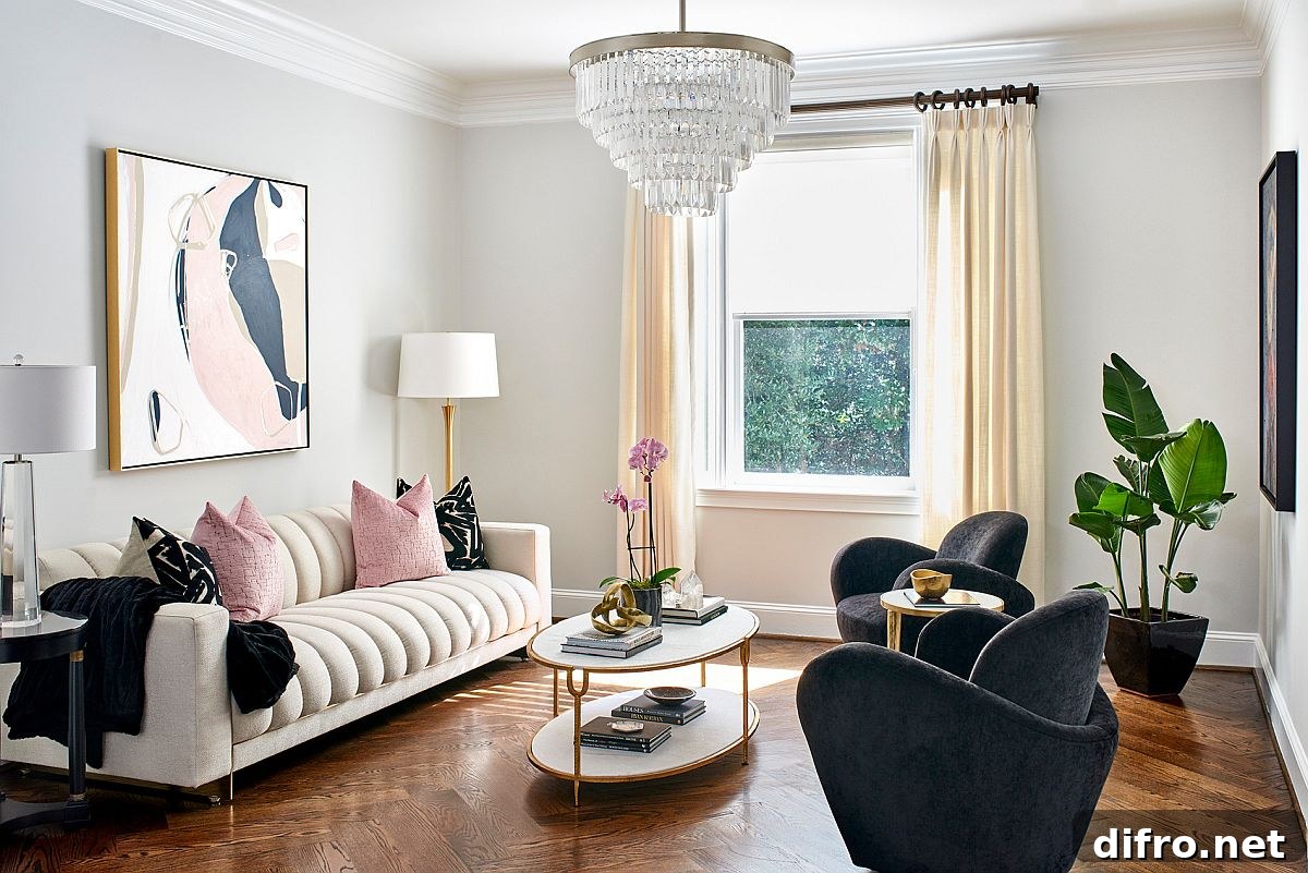 Contemporary minimal living room in neutral tones