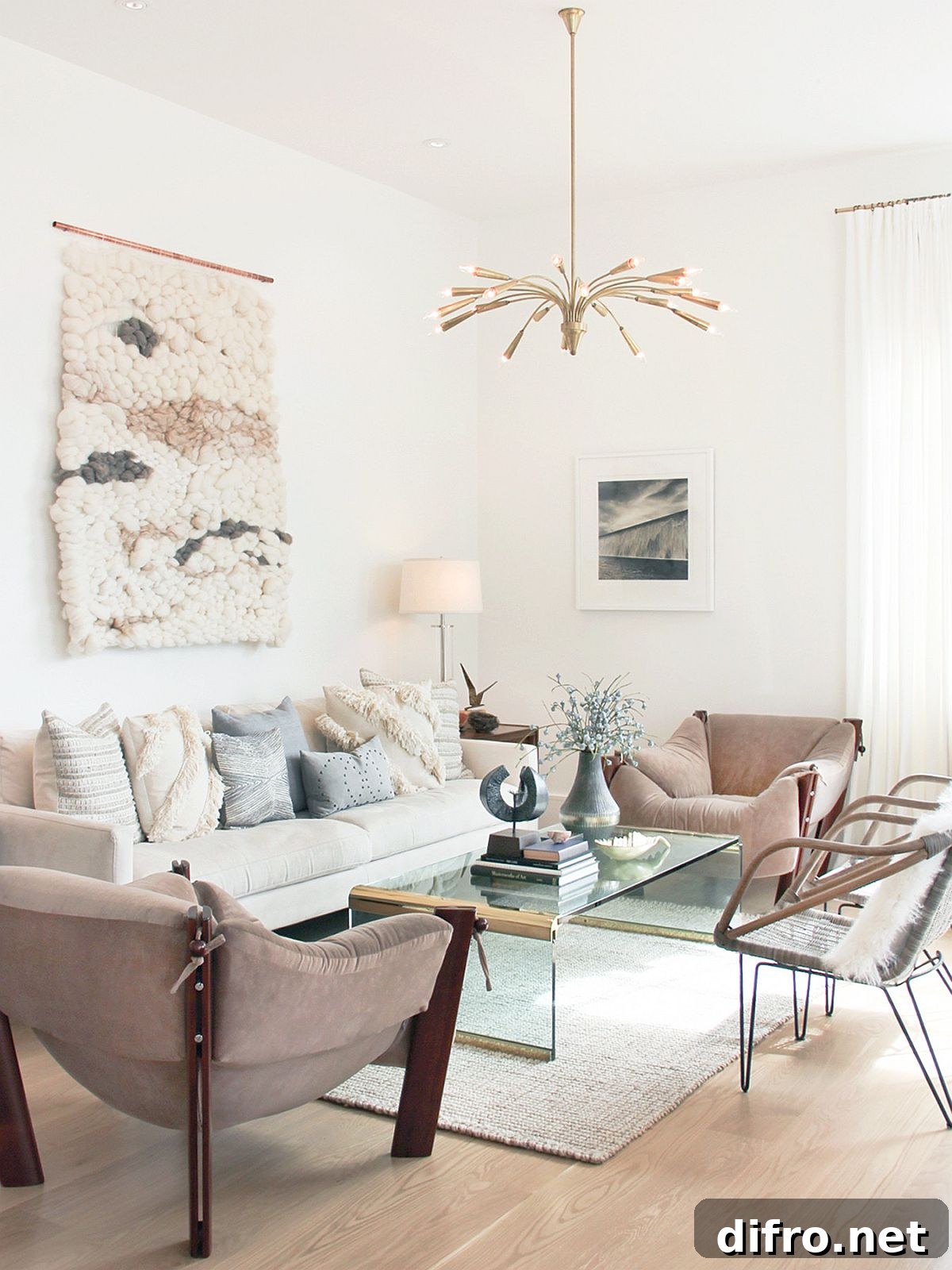 Modern living room clad in neutrals
