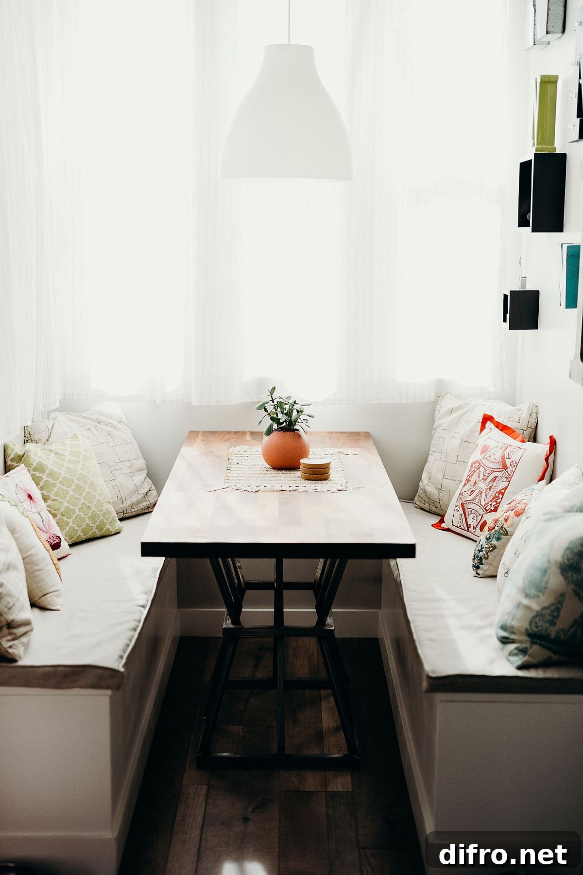 Modern eclectic breakfast nook with natural light
