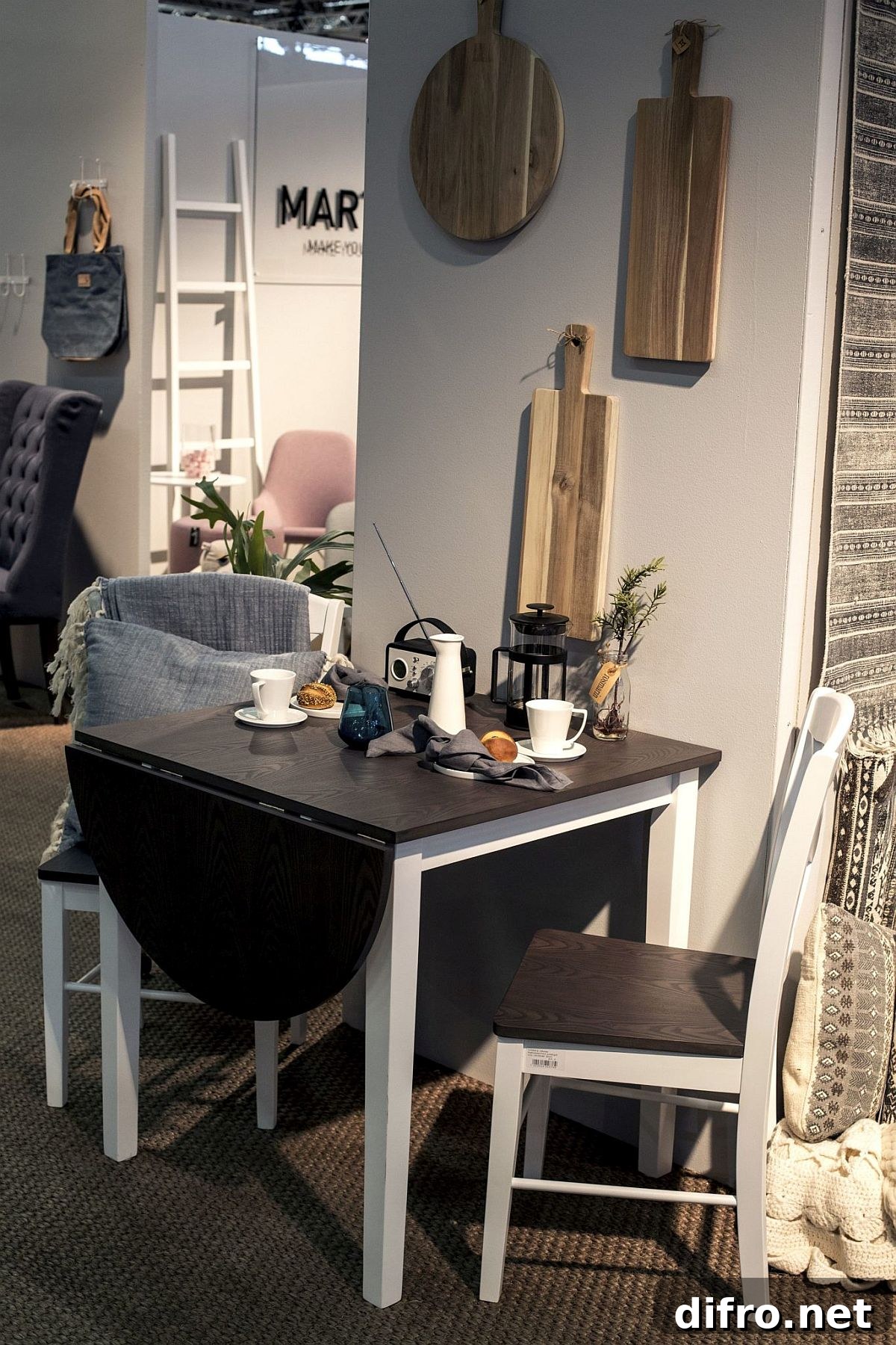 Table with foldable leaf to save space