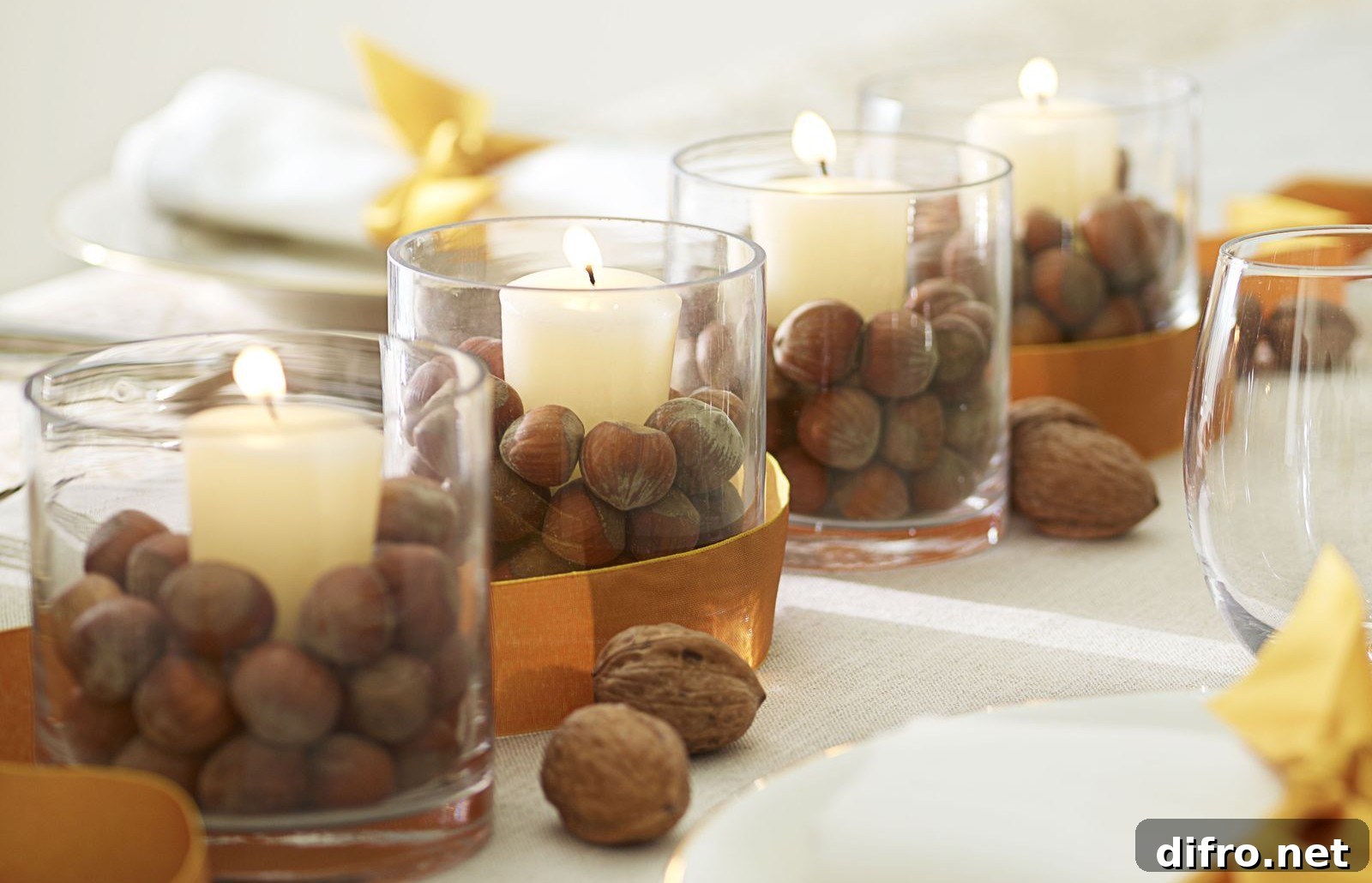candle votives filled with nuts