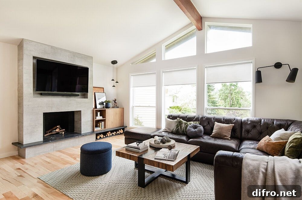 Revamped living space with neutral hues and modern finishes