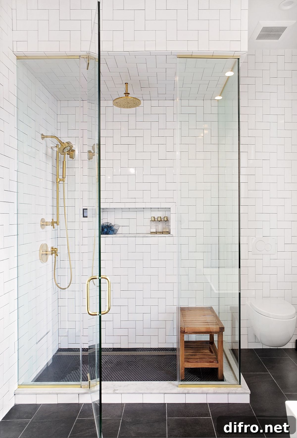 Glass shower area for the bathroom in white with a modern appeal