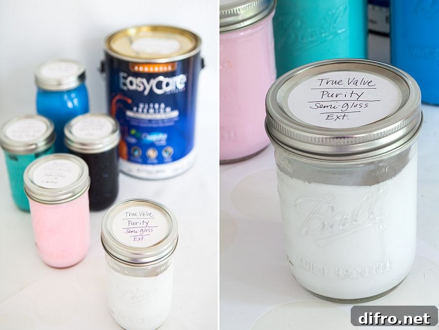 Mason jars for leftover paint