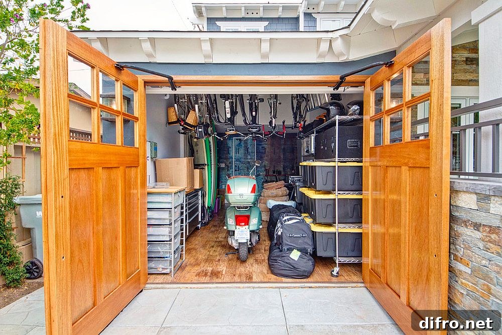 Carriage doors maximizing garage space