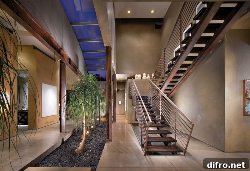 Row of ponytail palms in a well-lit interior