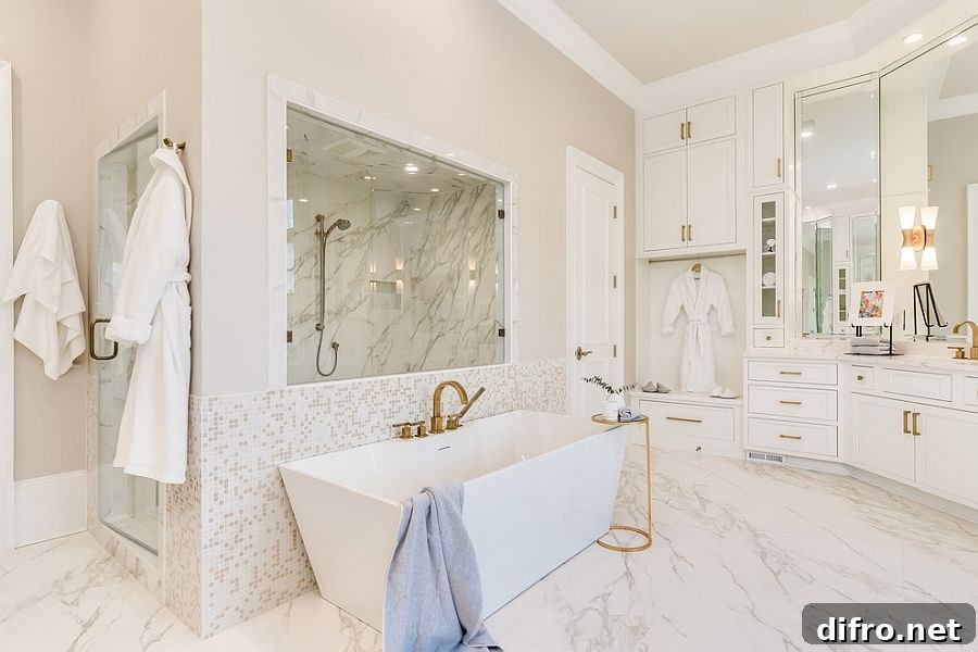 Metallic accents and matching faucets