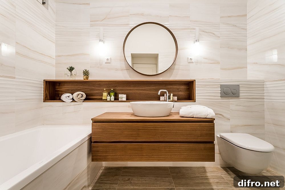 Floating wooden vanity