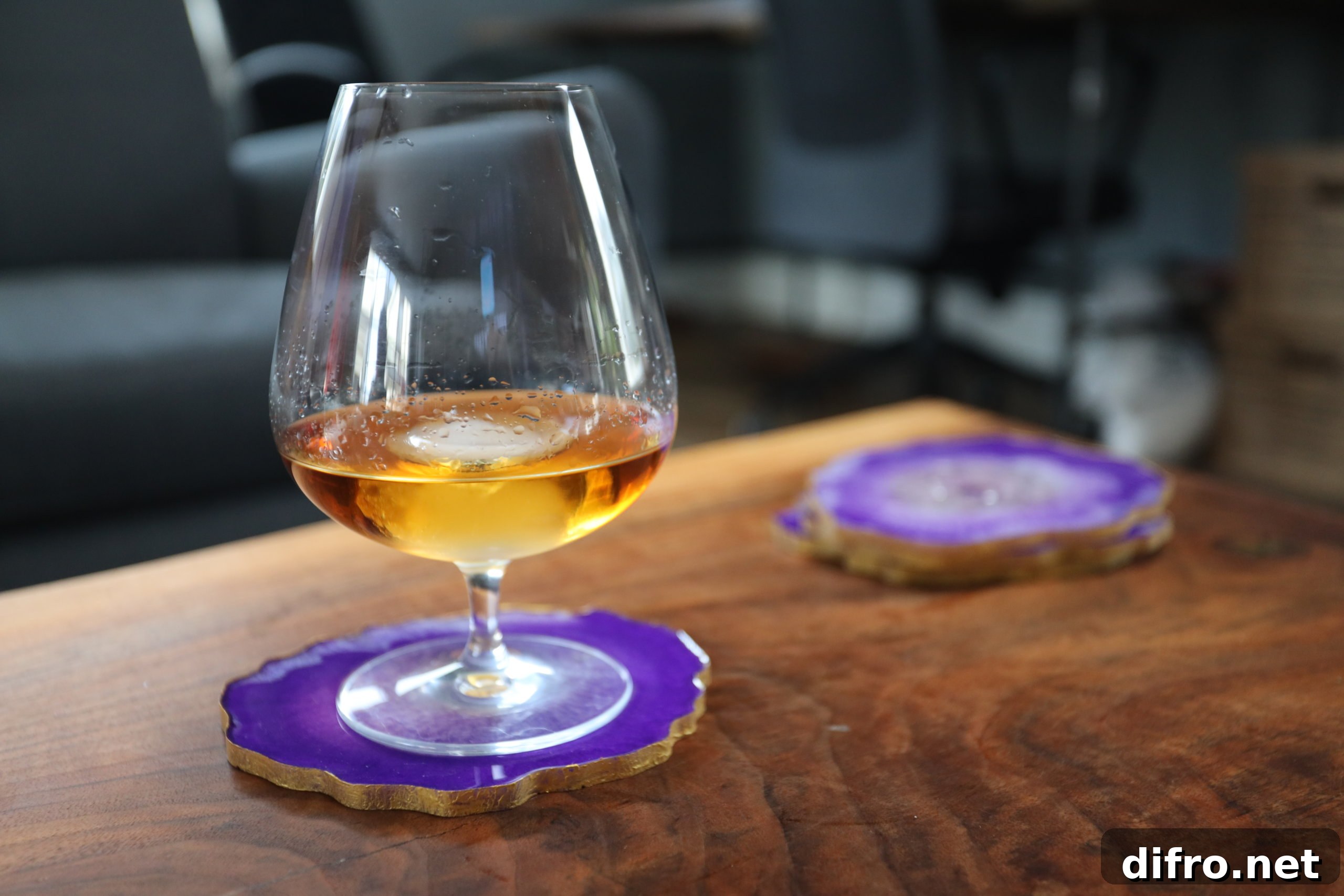 close up of drink of vibrant geode coaster