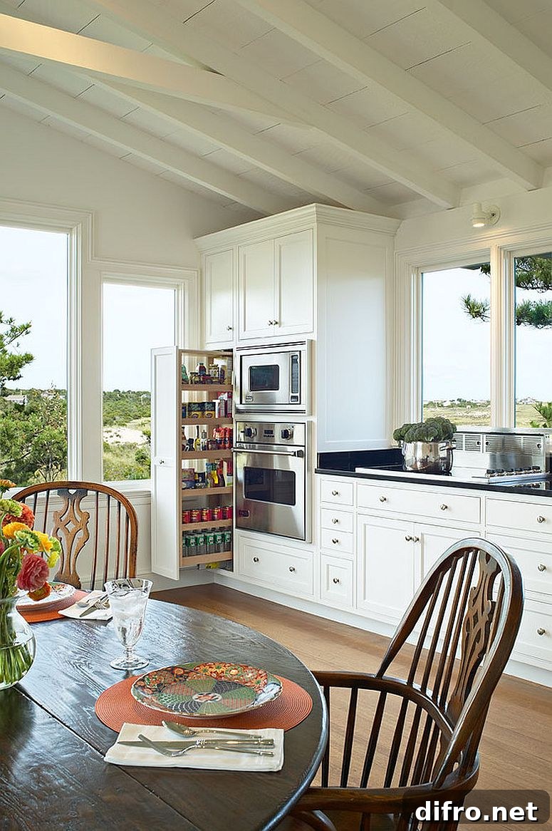White kitchen with a slim pantry design
