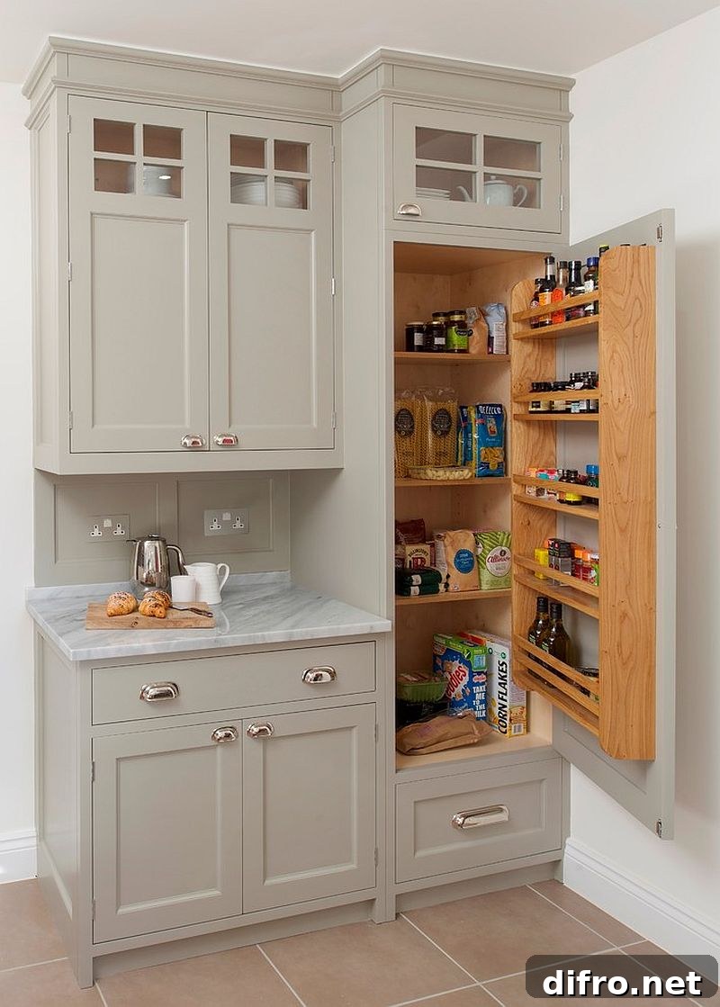 Traditional cabinet with integrated pantry storage
