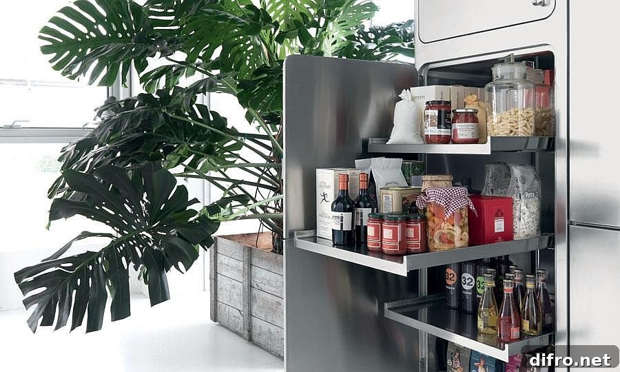 Contemporary pantry with smart drawers that can be hidden