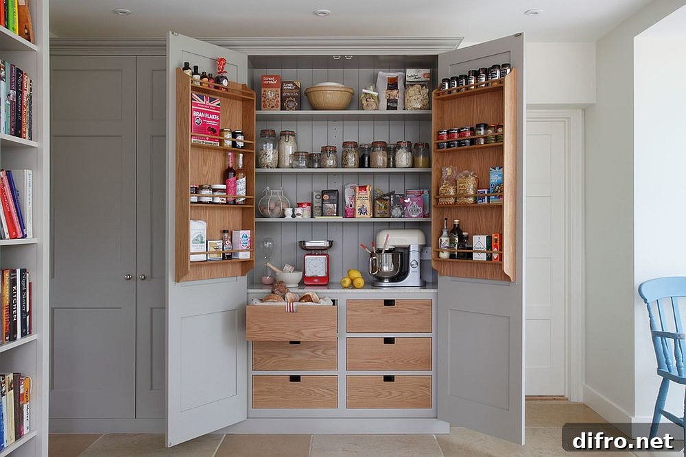 Cabinet converted into a compact pantry