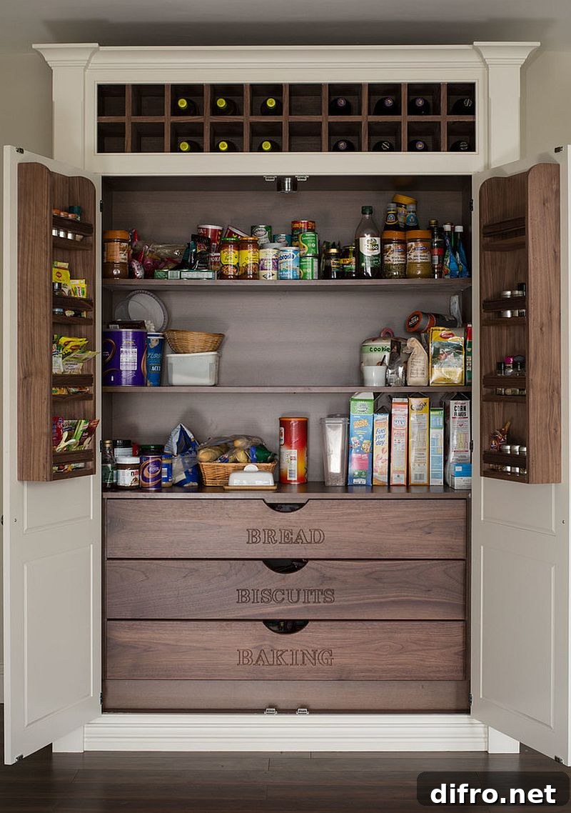 Smart pantry with organized shelving and drawers