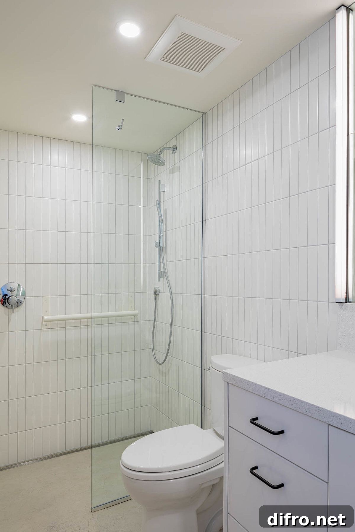 White bathroom with modern aesthetics