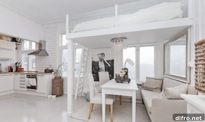 Loft bed with minimal, 'invisible' railing