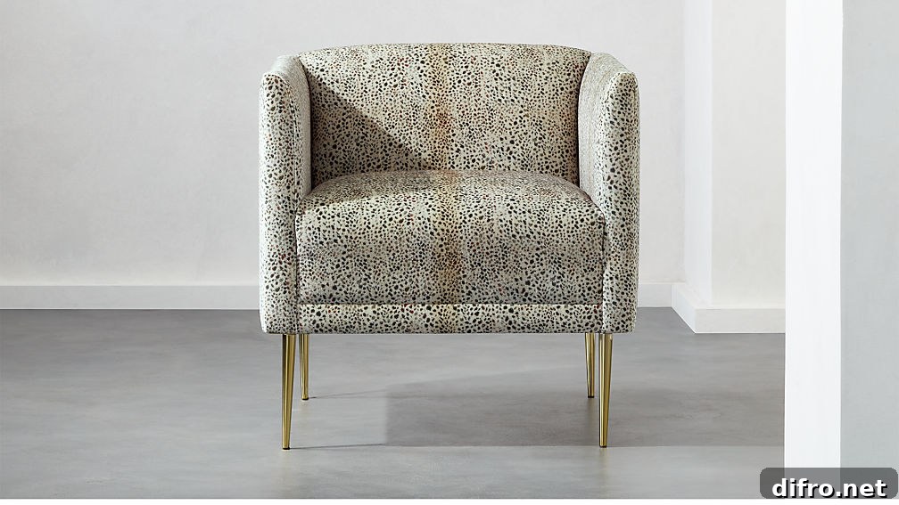 Marais Cheetah Print Velvet Armchair with brass legs from CB2