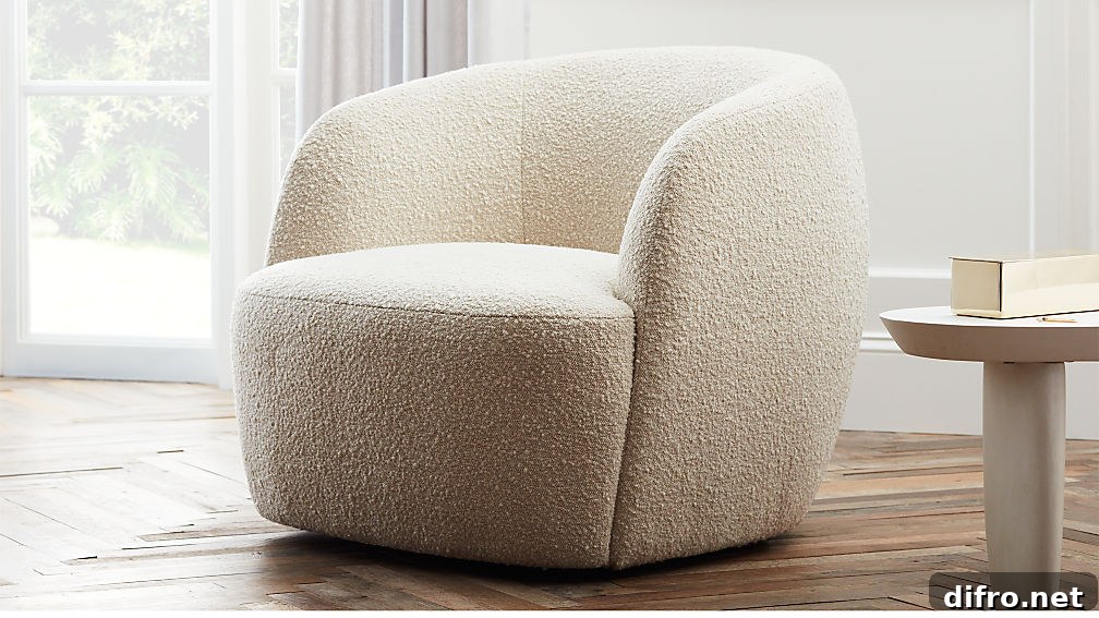 Gwyneth Boucle Chair from CB2, swivel design