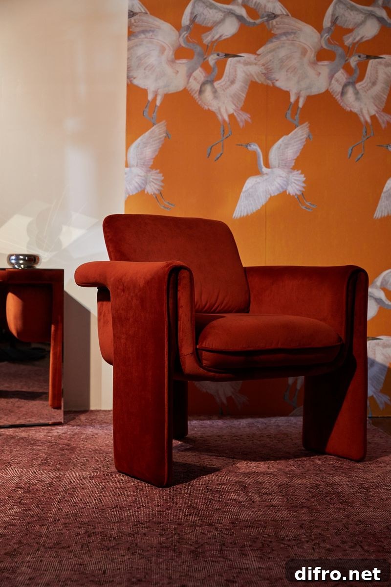 Floria Velvet Chair in rust velvet