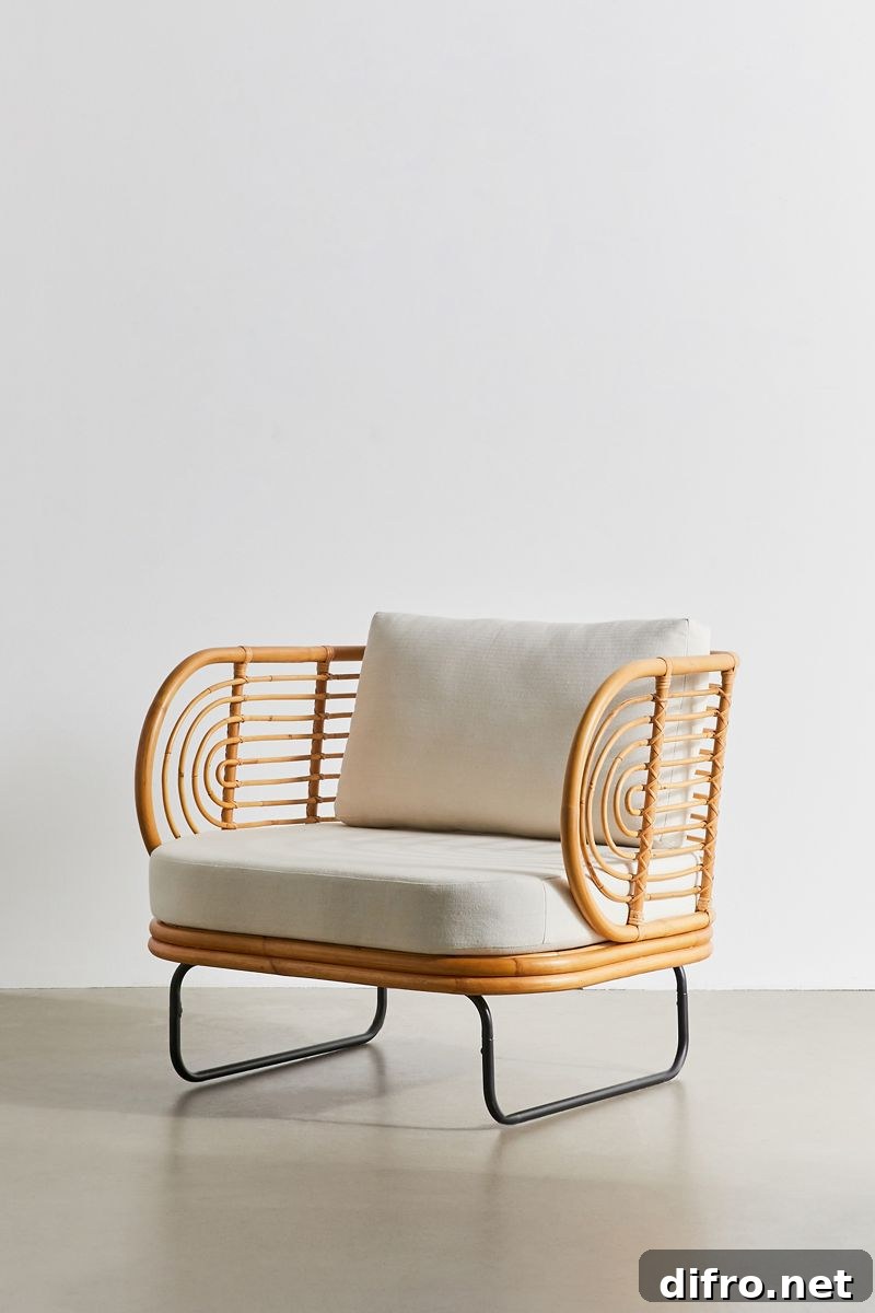 Mikko Chair with rattan frame and cushions