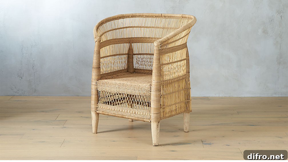 CB2 Woven Malawi Chair with rattan and bamboo detailing