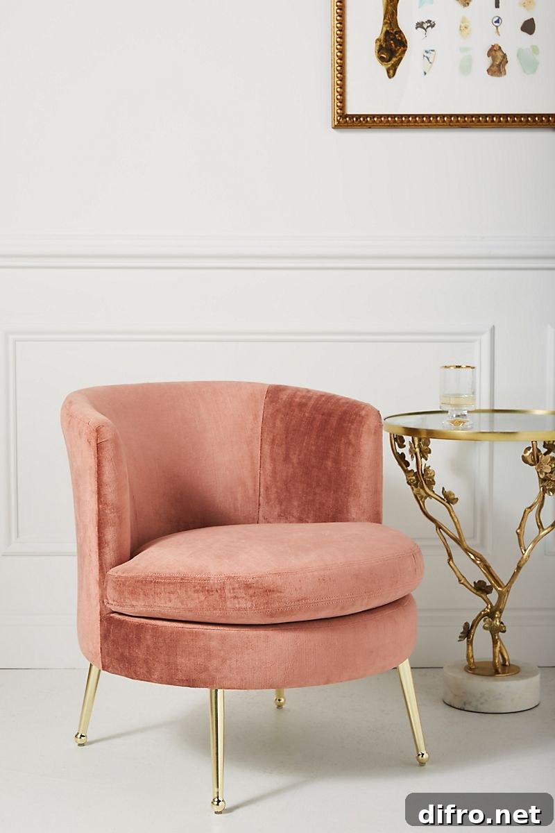 Cynthia Petite Accent Chair with brass-plated legs