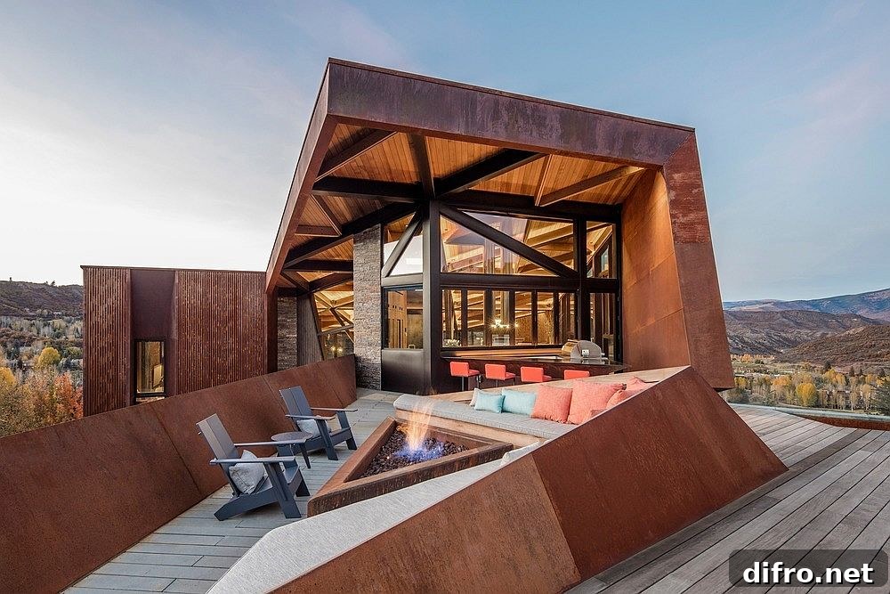 Contemporary mountain home with geometric patterns