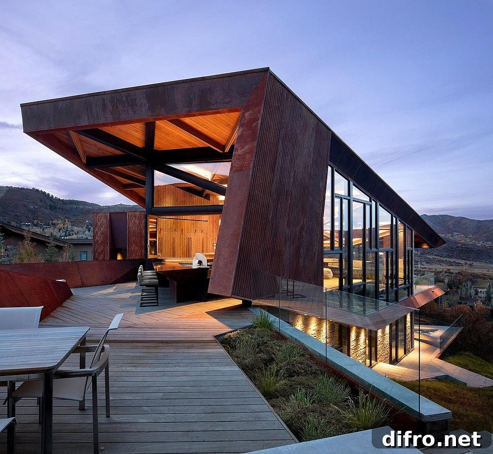 Light-filled modern mountain home with geometric shapes