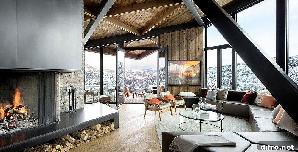 Living area with fireplace focal point