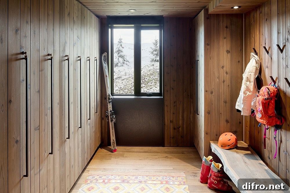 Mudroom design for a rugged mountain home