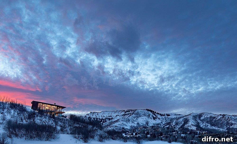 Snow-covered landscape with Snowmass in the distance