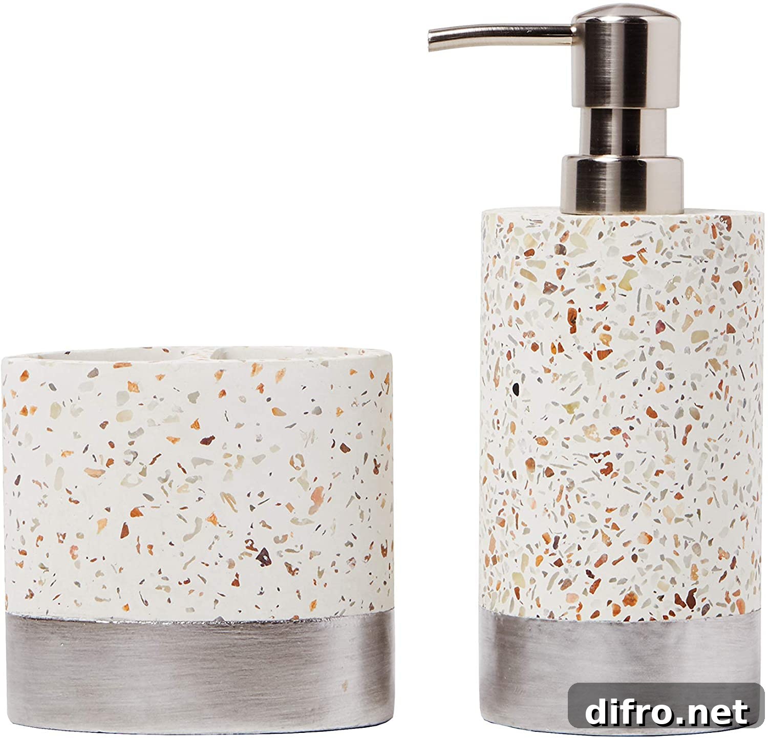 Terazzo toothbrush holder and soap dispenser