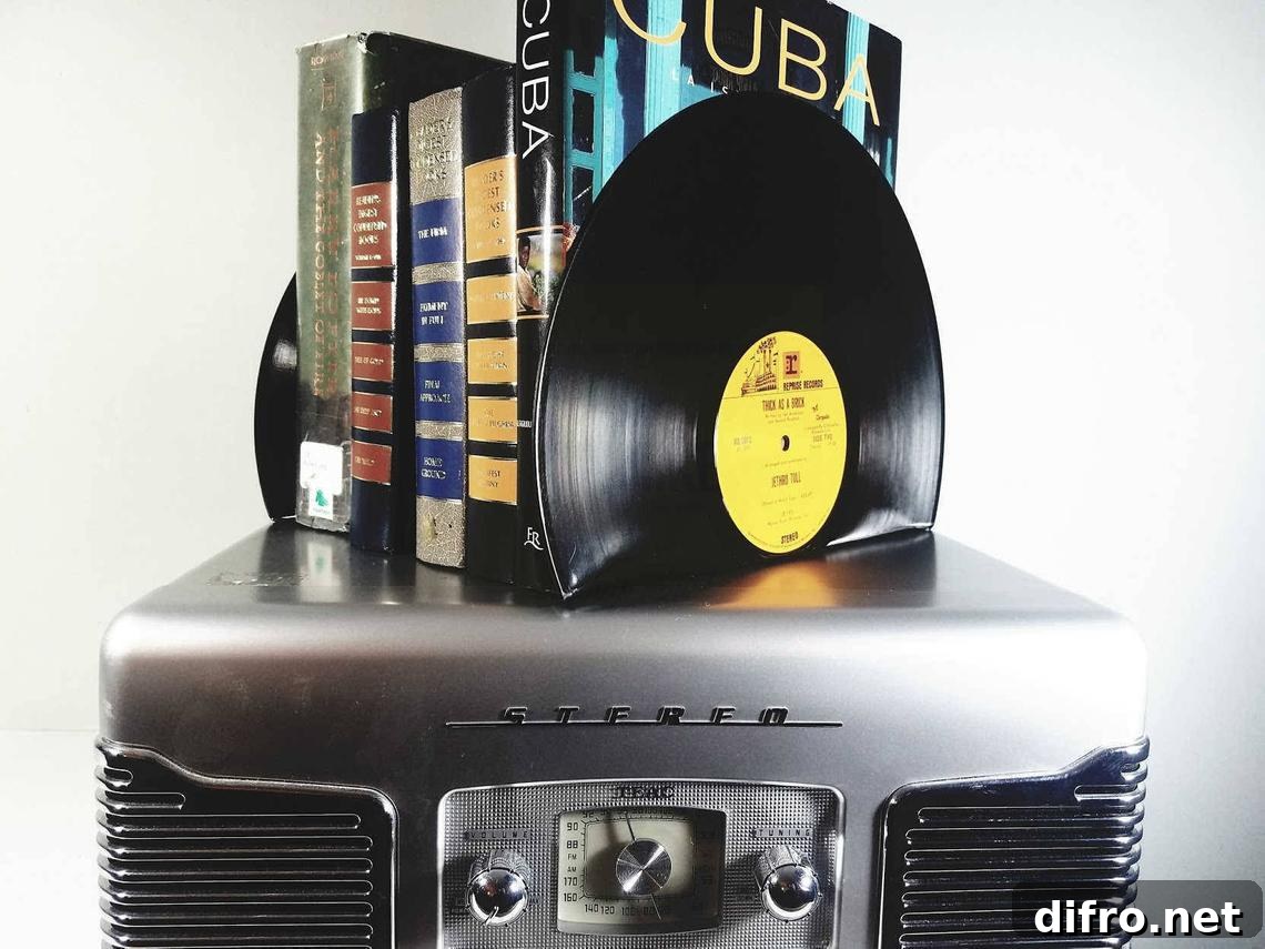Vinyl record bookends