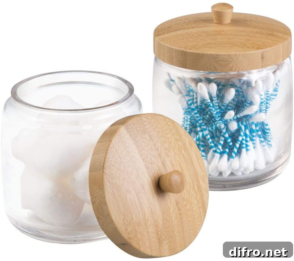 Glass bathroom vanity storage canister jars